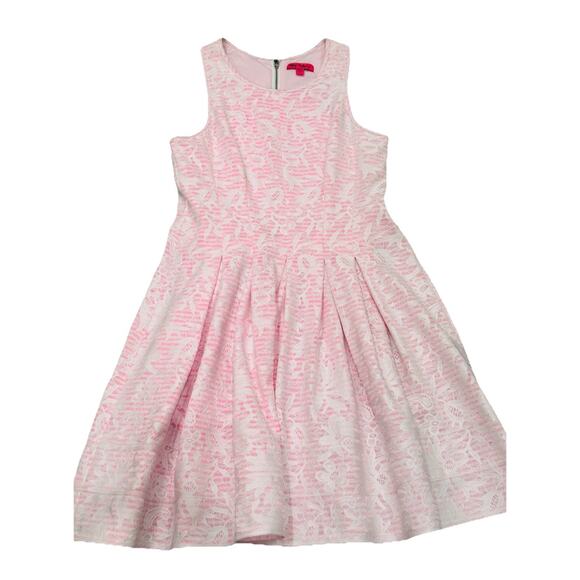 EUC BETSEY JOHNSON PINK WHITE FEMININE FLARE GARDEN DRESS COTTAGECORE 14 - Picture 1 of 11